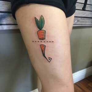 illustration style sliced carrot tattoo